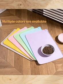 1pc Multi-Color Pet Silicone Placemat, Placemat Cleaning Brush, Waterproof, Oil-Resistant, Easy To Clean, Non-Slip, Durable, Floor-, Spill-Proof, Foldable Storage, Suitable For Cats And Dogs, Caring For Pet Feeding Hygiene, Practical Pet Bowl Mat For Home - Multicolor - View 4