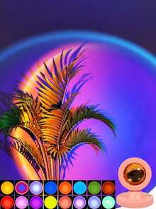 16 Color Remote Control Sunset Projection Lamp, USB Powered Rainbow Atmosphere Light, Adjustable Angle Projection Night Light, Suitable For Bedroom Wall Decoration, Photography Background, Party Setup, Gift - Multicolor - View 2