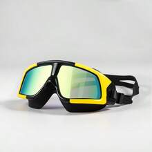 WEITIS Adult Large Frame Swimming Goggles, HD Waterproof Anti-Fog Unisex Professional Diving Swim Glasses - Black Border With Yellow Gold Plating + Bagged Packaging - View 3