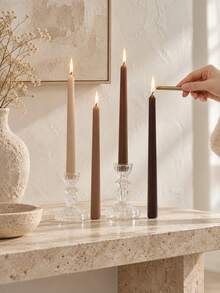 Four-Color Gradient Long Candlestick, 2pcs/4pcs, Height 9.84 Inches, Suitable For Wedding Decoration, Romantic Candlelight Dinner, Applicable For Home Decoration, Parties, Table Setting, Holiday Gifts, Weddings, Meditation, Festive Atmosphere - Candle - View 8