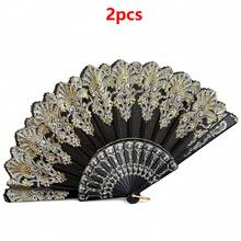 1pc/2pcs Elegant Bohemian Style Fabric Fan With Floral Pattern - Perfect For Weddings, Decorations, Parties, And Gifts | Elegant Design For Special Occasions Like Thanksgiving, Mother'S Day, Father'S Day, And Graduation Events, Wedding Decorations - Multicolor - View 13