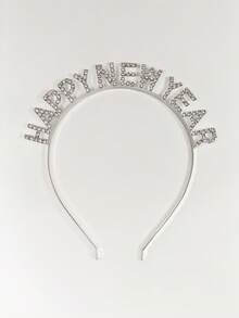 1pc Rhinestone "Happy New Year" Headband, Elegant Women's Party Accessory, Christmas Crown Headpiece, Suitable For New Year's Eve - Happy New Year Headband - View 10