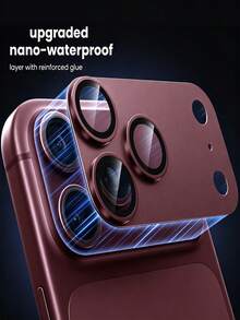 1Pc Compatible With Iphone 18 Pro/18Pro Max Camera Lens Protector Full Coverage, Burgundy Full-Coverage Metal 9H+ Camera Cover, Original Lens Clarity, Case Friendly, Daily Protection - Burgundy - View 2