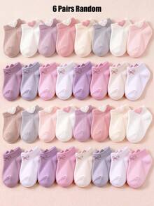 6/12/24 Pairs Random Style Girls Toddler Socks, Soft Breathable Baby Mid-Calf Socks With Bow Jacquard, Comfortable Elastic Fit, Suitable For Daily Wear, Christmas - Multicolor - View 10