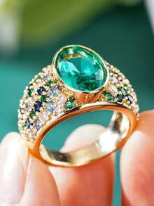 1pc Elegant Cubic Zirconia Ring For Women, Wedding Engagement Party Jewelry, Valentine's Day Gift - 1# - View 8