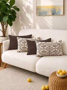 4pcs,Bohemian Style Pillow Covers,Home Decor,Gift,Polyester Material,Hidden Zipper,No Filling,Suitable For Home Decor,Living Room Decor,Pillow Covers,Cushion Covers,Pillowcase,Sofa Decorative Cushion,Mat Cover,Soft Cushion - Brown - View 2