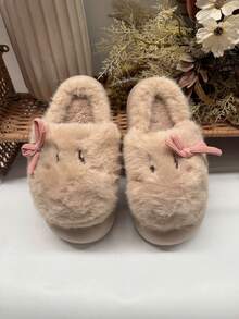 Pantunflas de Felpa Suave, Pantunflas de Descanso Comodas de Suela Antideslizante de Plataforma. - Beis - Ver 6