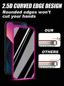 Gorilla Hero 2pcs - Purple Edge Glow-In-The-Dark Privacy Screen Protector, Purple Glow Design, Automatically Glows At Night, Side Privacy Protection, Clear Front View, Coated Surface, Waterproof, Anti-Fingerprint, Phone Accessories Phone Screen Protector. Compatible With IPhone Duo/18promax/18pro/18/17e/17 Pro Max/17 Pro/17Air/17/16 Pro Max/16 Pro/16 Plus/16/15 Pro Max/15/14/13/12 And Other Models. - Purple - View 8