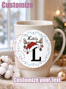 Personalized Christmas Stickers, Custom Name Label Stickers, Holiday Gift Packaging Stickers, Round Christmas Letter Pattern Labels, Custom Party Decoration Stickers, Envelope Seals, Stocking Stuffers, Christmas Party Favors, Holiday Gift Accessories - Multicolor - View 2