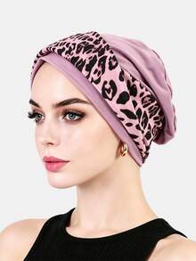 1PC Bohemian Style Leopard Print Twisted Headband Flat Top Headwrap Cross Headband Cap Suitable For Daily Use - Multicolor - View 8