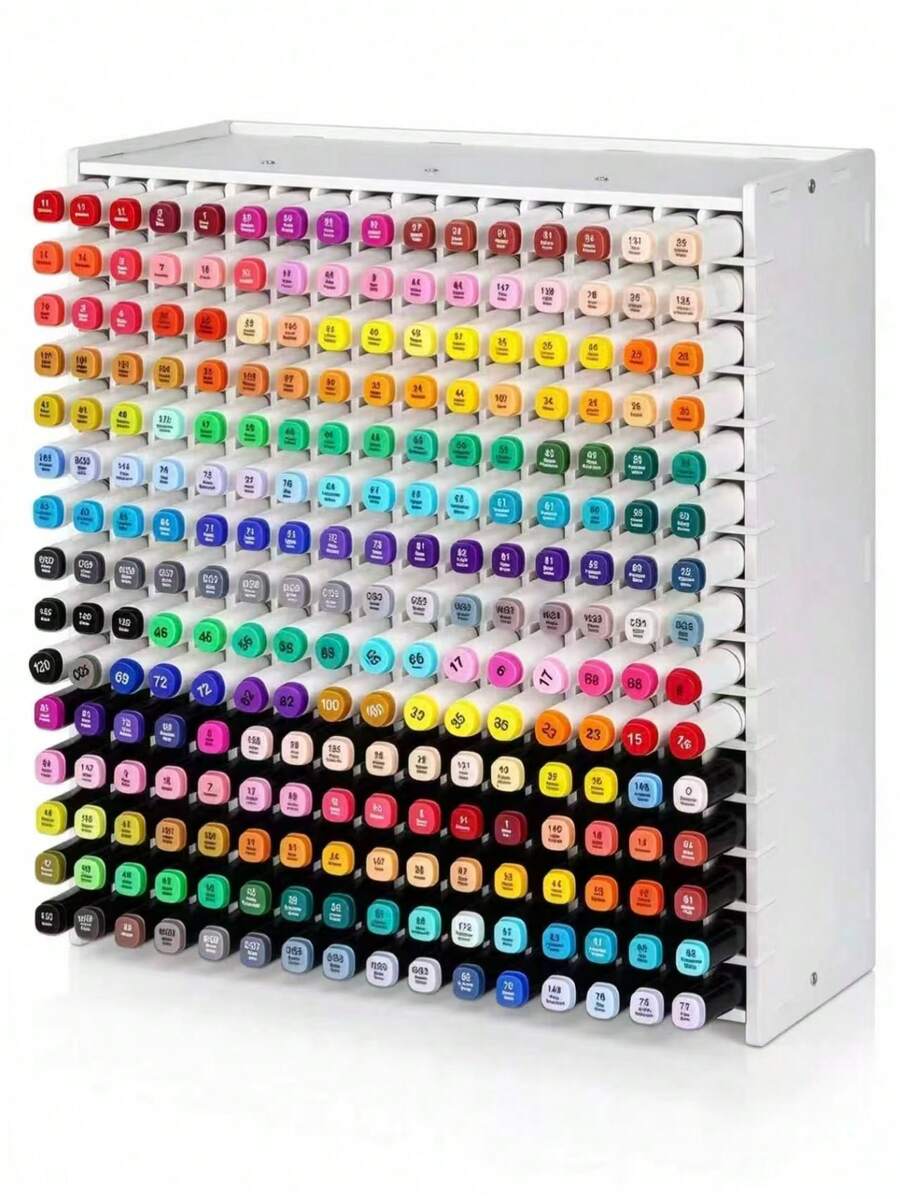 1pc 240 Slots Large Capacity Plastic Marker Organizer, White Desktop Marker Storage Rack, Visible Color Sorting Design, Art Supply Holder For Artists Students, Back To School & Christmas Birthday Gift For Home Art Studio - A - View 1