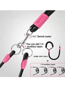 1/2/3/4 Pcs Adjustable Multifunctional Dog Leash Set, Includes Main Leash And Auxiliary Leash, Comfortable Grip, High-Density Nylon Braided Rope, Essential For Walking Medium To Large Dogs, Retractable Dog Leash, Pet Supplies, Travel Essentials - Multicolor - View 3