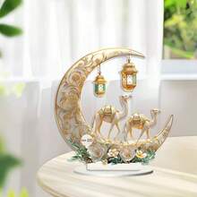 Đèn lồng lạc đà Trung Đông mới trang trí hình sao trăng để bàn kèm đế acrylic, đồ trang trí lễ hội - A - Xem 4