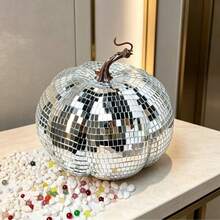 1pc Disco Silver Glass Pumpkin Decor, Suitable For Halloween Party Wedding Decoration. Home Decor, Holiday Party Gift, Birthday Gift Best Choice. - 1PC - View 5