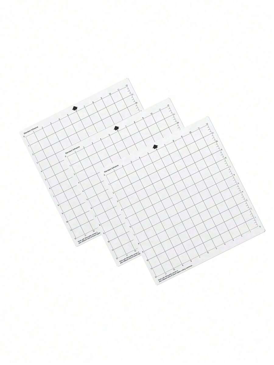 3 Packs Cutting Machine Mat, 12-Inch Measuring Grid Replacement Mat, Translucent PP Material, With Clear Film, Suitable For Silhouette Cameo Plotter - Multiple Styles - View 1