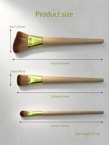 Bamboo Series Makeup Brush Set, 3pcs Face Brushes Suitable For Liquid, Cream And Powder Products Foundation, Highlighter, Concealer And Blending. Synthetic Fiber Ultra Soft, Bamboo Wood Handle. - Lime Green - View 7