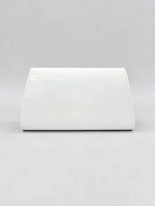 Dedoo 1pc Fashion Metal Decor Mini Clutch, Elegant Glossy Metal Striped Design, Luxury Style, Suitable For Women's Evening Party, Wedding, Ball - White - View 2