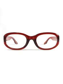 1pc Small Frame Vintage Personalized Transparent Glasses, Oval Multifunctional Plano Lens - 009055-burgundy - View 5
