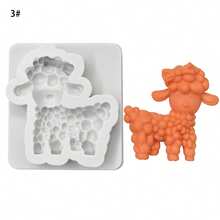 1pc Cartoon Style Animal Sheep Shaped Flat Relief Pattern DIY Handmade Decoration Silicone Mold - Grey - View 6