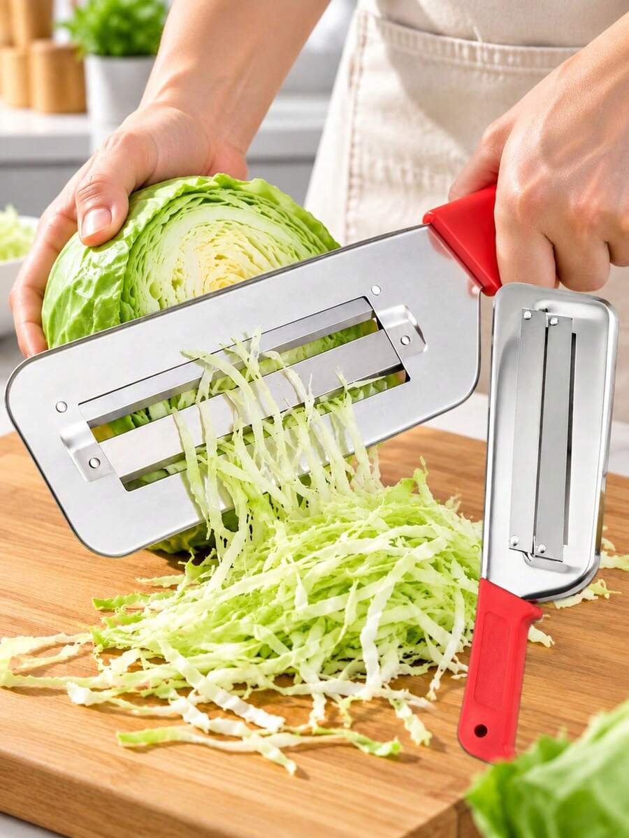 Cabbage Kitchen Slicer, Shredder, Grater, Sauerkraut Slicer, Cabbage Salad Shredder (Red-A)