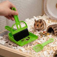 Set Pembersih Kandang Hewan Peliharaan Kecil 3-in-1, Sapu Mini & Pengki + Sekop Penyaring, Alat Pembersih Kotoran Kandang Hamster, Cocok untuk Guinea Pig, Kelinci, Landak, Perlengkapan Sekop Pembersih Portabel - 3 buah - View 2