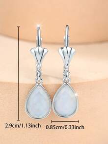 1 Pair Of Elegant And Delicate Teardrop-Shaped Dangle Earrings For Women-A Stylish Accessory For Everyday Wear And Dates - Silver - View 5
