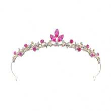 1pc Women's Fashion Princess 3D Crown Sweet Luxury Rhinestone Birthday Hair Accessory Headband - 44242 Pink - View 2