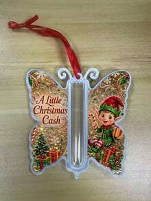 Butterfly-Shaped Cash Gift Holder, Christmas And Holiday Cash Gift Holder With Santa Claus Design, Modern Keepsake For Storing Banknotes, Suitable For Decoration, Christmas Tree Topper Or Tabletop Centerpiece (Feathers Not Included) - Multicolor - View 10