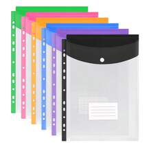 Eagle 6pcs Loose-Leaf Binder With Pockets, 11-Hole Dividers, Compatible With 2/3/4 Ring Binders, Transparent Label Storage Organizer, Suitable For School, Home, Office Use - TYZP068 - View 1