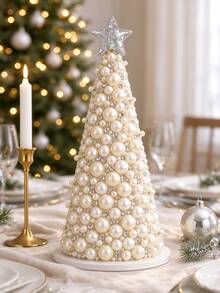 1 Set DIY Pearl Effect Beaded Christmas Tree Handmade Kit, 5 Styles Available, Star Top Ornament & Shiny Bead Design, Holiday Party Christmas Tabletop Decor, Bedroom Vanity Ornament, Handmade Christmas Gift - Multicolor - View 10
