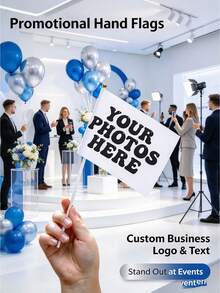 Customizable Handheld Flags With Poles, Measuring 5.5X8.2 Inches, Personalized With Your Photos, Logos, And Text, Suitable For Parades, Celebrations, And Outdoor Events - Multicolor - View 2