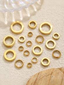 10/20pcs Stainless Steel Gold Spacer Rings, Hollow Circle Beads, Charms For Jewelry Making, DIY Bracelet Necklace Accessories - Spacer Beads - View 3