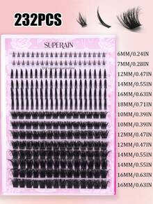 232PCSDIY Eyelash Cluster, A Combination Of Upper Eyelashes, Lower Eyelashes, And Spikes, Suitable For Various Makeup Styles, High Cost Performance, Suitable For Beginners, Suitable For Daily, Party, And Other Occasions, Eyelashes, False Eyelashes - D - View 7