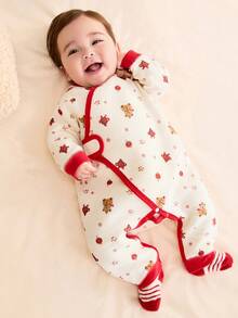 Balabala Baby Newborn Winter Jumpsuit Boys Girls Cute Jumpsuit Soft Warm Infant Jumpsuit - White and Red - View 2