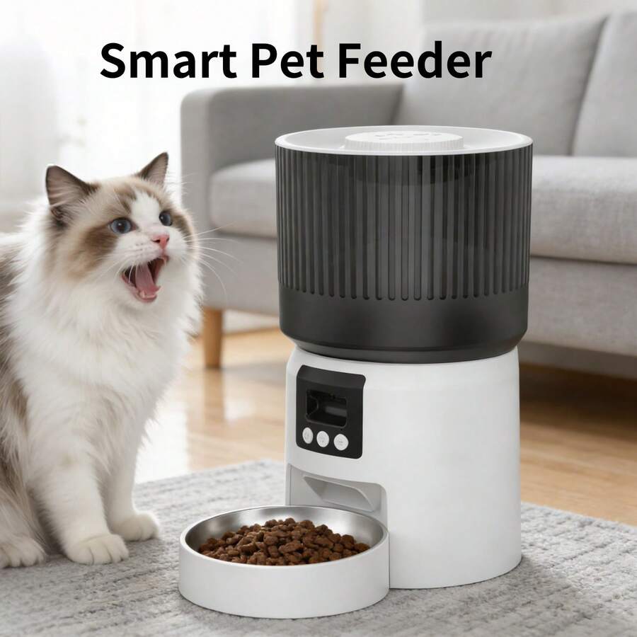 Smart WiFi Cat Feeder, Automatic Pet Feeder, Cat Food And Dog Food - Support App Control Automatic Pet Food Dispenser, Dog Feeder, For Cats & Dogs, USB Power Supply, Detachable Washing, 4L Large Capacity Pet Feeder For Cats And Puppies