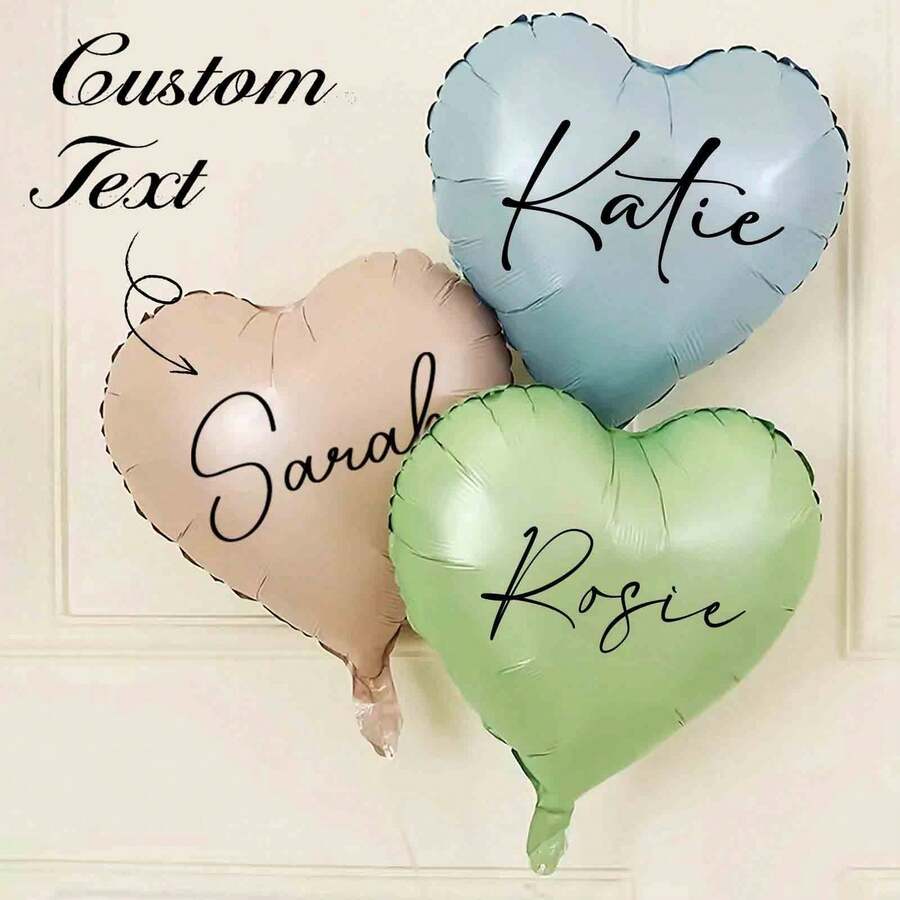 Customizable Foil Heart Balloon Personalized With Name, Matte Finish Mylar Balloon, Birthday Anniversary Party Decorations, Personalized Gift, Helium Balloon