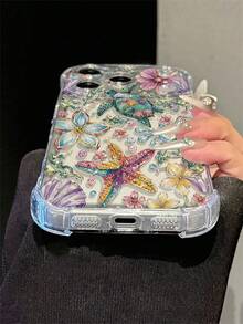 手機殼：彩色水彩設計搭配海洋生物與花卉圖案；透明防震手機殼附氣墊護角保護（相容 iPhone 18 Pro Max/18 Pro/17 Pro Max/17 Pro/17 Air/17/16 Pro Max/16/15 Pro Max/15/14/13/12/11）－結合時尚美學與實用保護 - 透明8 - 查看 4