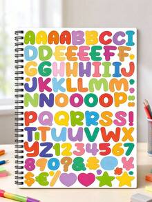 1pc Cute Alphabet A5 Wirebound Notebook 21cm*14.5cm,Colorful Bubble Letter & Number Cover Journal,8.3"*5.7",100 Pages Spiral Notebook,Learning Notebook Gift For Students - Cute Letter - View 6