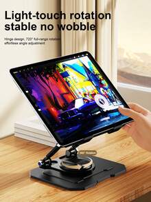 360° Rotatable Tablet Stand, All-Metal Foldable Phone & Tablet Holder With Heat Dissipation Holes, Multi-Angle & Height Adjustable Desktop Stand For Phones, Tablets, Office And Drawing - View 3