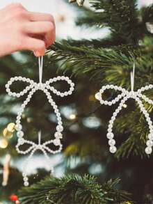 1/5/10pcs White Pearl Bow Christmas Decorations, Suitable For Christmas Tree, Wreath, Fireplace Decor, Party Decoration (White) - Multicolor - View 14