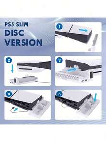 Horizontal Cooling Stand For P/S5 Slim/Pro - RGB Lighting, Built-In Fan Cooling System, Disc & Digital Edition Compatible With Headphone Mount & Sleek White Design, Gaming Accessory | Modern Gaming Gear | Highquality Build - White - View 6