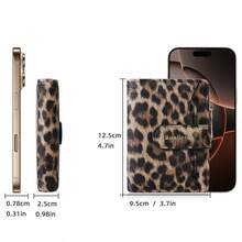 1pc-Baellerry Women's Leopard Print PU Leather Short Bifold Wallet, 10 Card Slots + Transparent ID Window + Side Zipper Coin Pocket, Lightweight Portable Travel Outdoor Commute Card Holder, Gift For Girlfriend - Multicolor - View 3