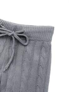 女款秋冬純色刺繡休閒上衣 + 鉛筆褲針織兩件套，適合日常戶外穿著 - 灰色 - 查看 8