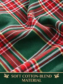 Roman Style Christmas Plaid Ruffle Edge Rectangular Tablecloth, Green Tartan Plaid Christmas Tablecloth, Merry Christmas Holiday Table Decor, Farmhouse Style Christmas Decoration, Winter Holiday Party, Christmas Dinner, Holiday Home Decor - Christmas Green Plaid - View 6