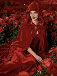 Witch Cloak, Velvet Cloak (With Hat), Suitable For Vampire Role-Playing Accessories, Unisex, Suitable For Masquerade Parties And Halloween Events - Multicolor - View 1