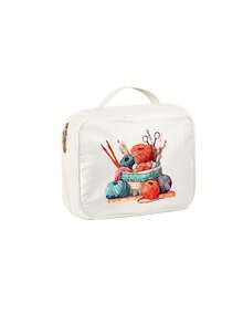 Handbag Printed With Yarn, Scissors And Knitting Needles, Storage Bag For Sewing Tools, Makeup, Personal Items. Suitable For Handicraft Enthusiasts Commuting, Artistic Healing Style, Perfect As A Practical Creative Gift For Girls Who Love Knitting And Sewing - Multicolor - View 15
