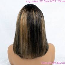 Wig Bob Lurus Wanita dengan Poni, Tanpa Lace Front, Tanpa Lem, Sepenuhnya Buatan Mesin, Rambut Manusia Remy Brasil, Topi Elastis, Warna Alami, Kepadatan 150%, Cocok untuk Festival dan Pesta - MultiWarna - View 12