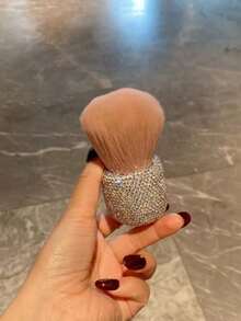 1pc Premium Sparkling Rhinestone-Decorated Blush Brush, Soft Fluffy Powder Brush, Portable Multi-Function Makeup Brush For Powder, Creative Makeup Gift - Silver - View 5