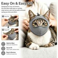 Soft Mesh Cat Muzzle, Breathable Anti-Bite Cat Face Mask With Adjustable Drawstring For Grooming Bathing Nail Trimming, Adjustable Comfort Cat Mouth Cover To Prevent Biting - Multicolor - View 3