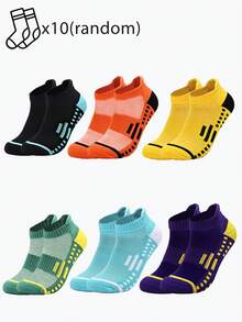1/5/10 Pasang Kaos Kaki Pendek Pria Acak, Kaos Kaki Olahraga Lari Nyaman Berbahan Jala, Pola Kotak di Sol, Anti Selip dan Peredam Guncangan - MultiWarna - View 8